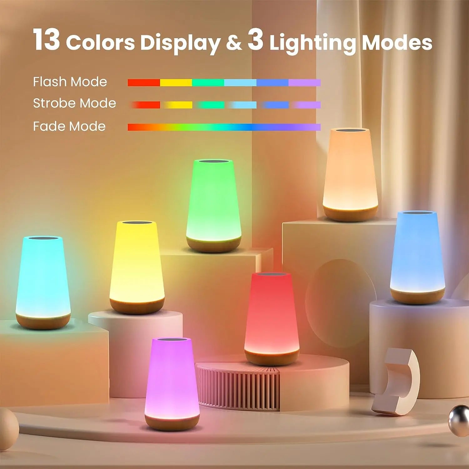 Lampe de nuit RGB à intensité variable rechargeable